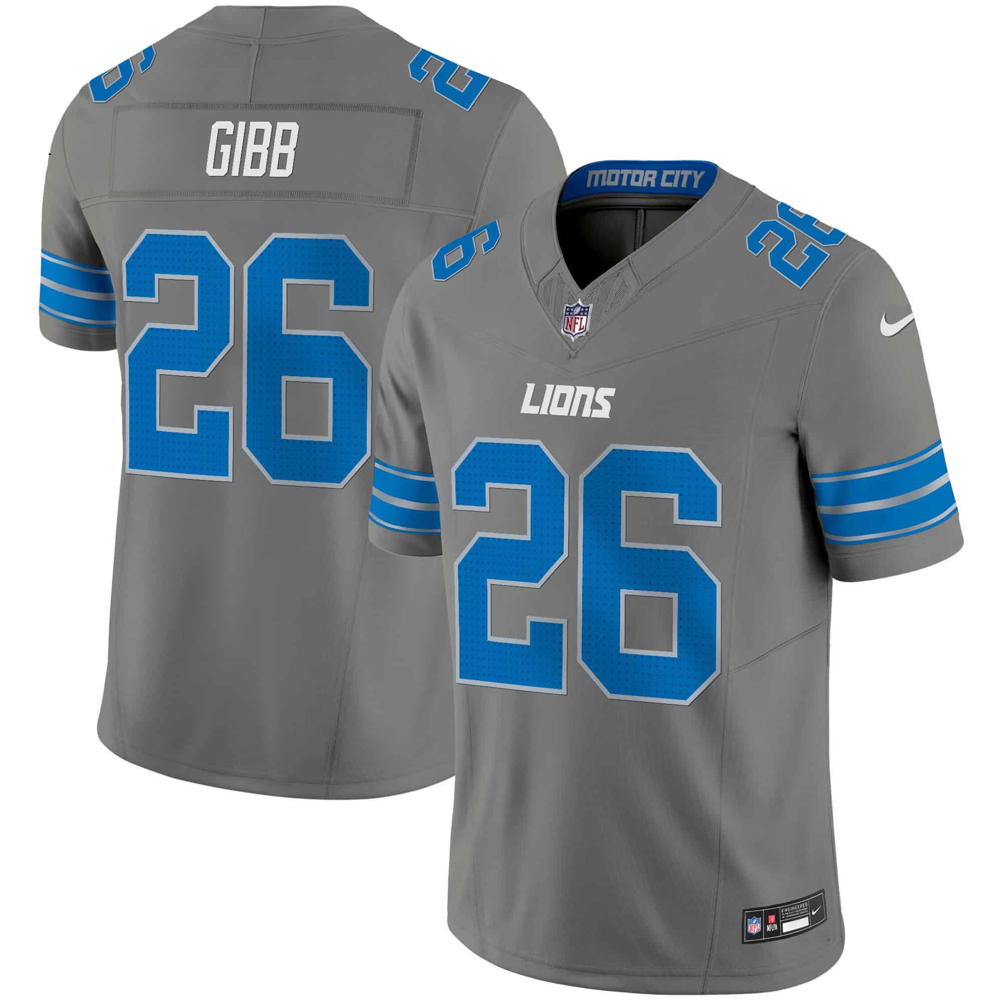 Men Detroit Lions #26 Gibb Grey 2024 Nike Vapor Limited NFL Jersey->indianapolis colts->NFL Jersey